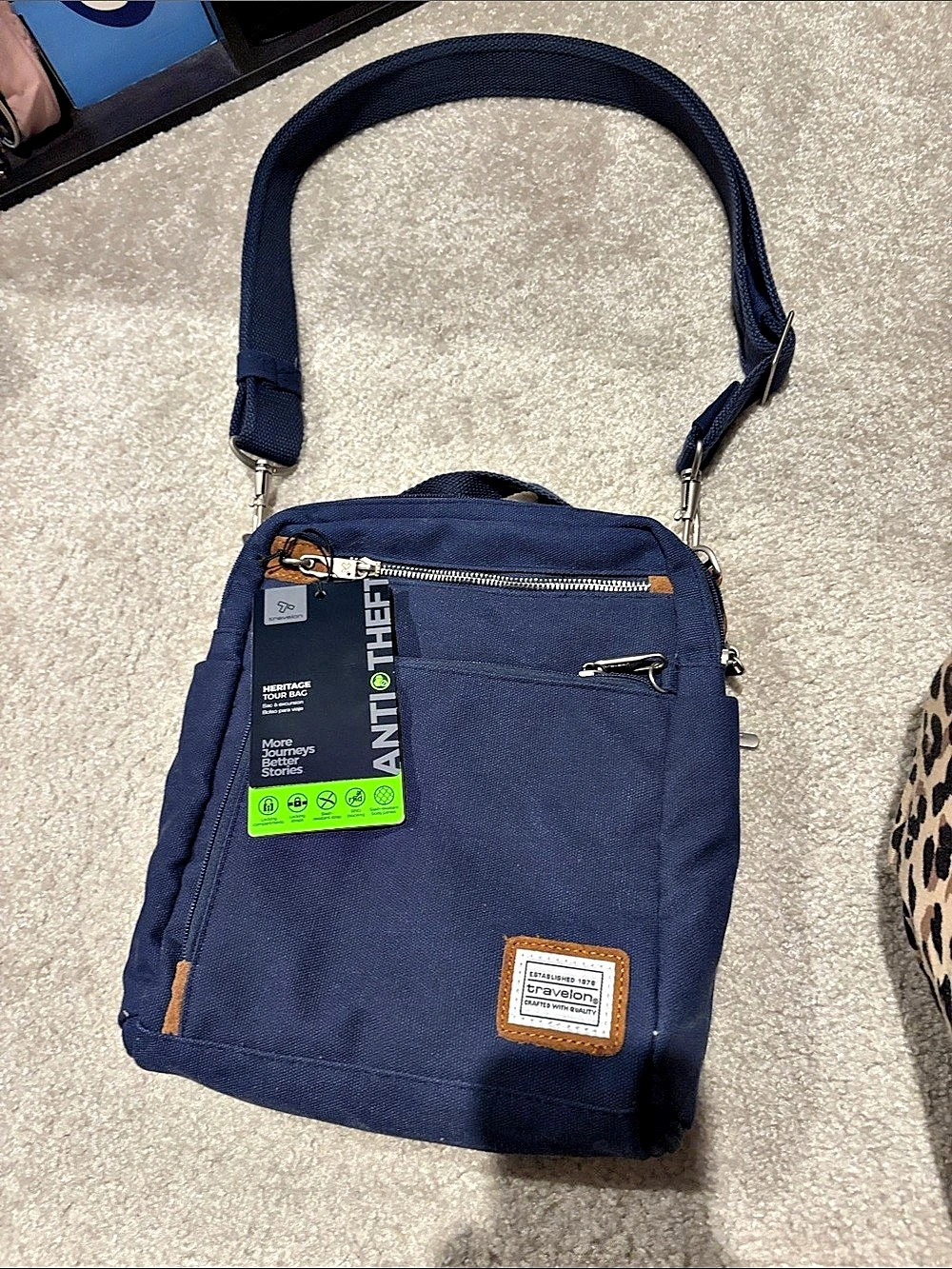 Travelon Anti-Theft Heritage Tour Bag Crossbody Bag in Blue